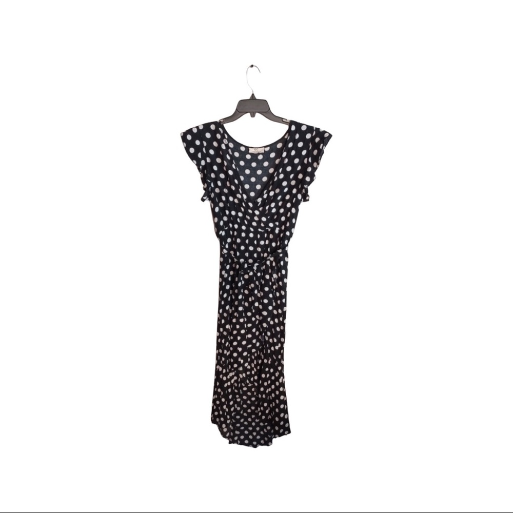 Grecerelle Brand Black Dress with White Dots. Full Length Extra Large Size.
